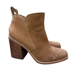 UGG Boots Womens Pixley Brown Leather Shoes Block Heels High Zip Up Ankle Sz 11